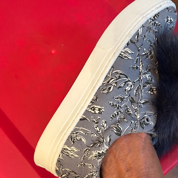 SAM EDELMAN LEYA DUSTY BLUE LEAF PRINT LACELESS SLIP ON SNEAKER sz 8 - Picture 7 of 9